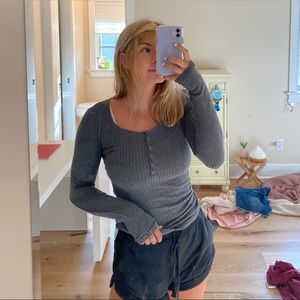 Dark grey Henley long sleeve top